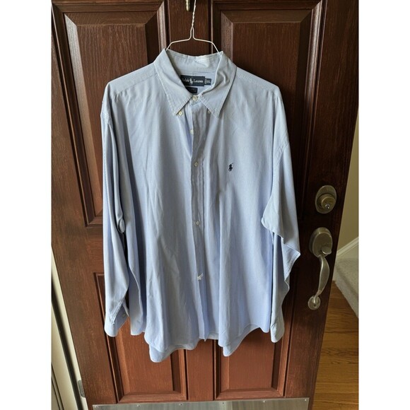 Polo Ralph Lauren Blaire Mens Navy Blue StripedLong Sleeve Button Down Shirt 2XL - Picture 1 of 7